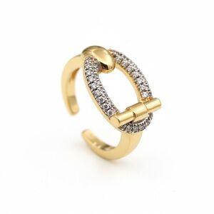 OVAL MODERN CZ GOLD ADJUSTABLE RING